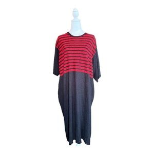 Vintage Caftan in Black and Red Striped Knit